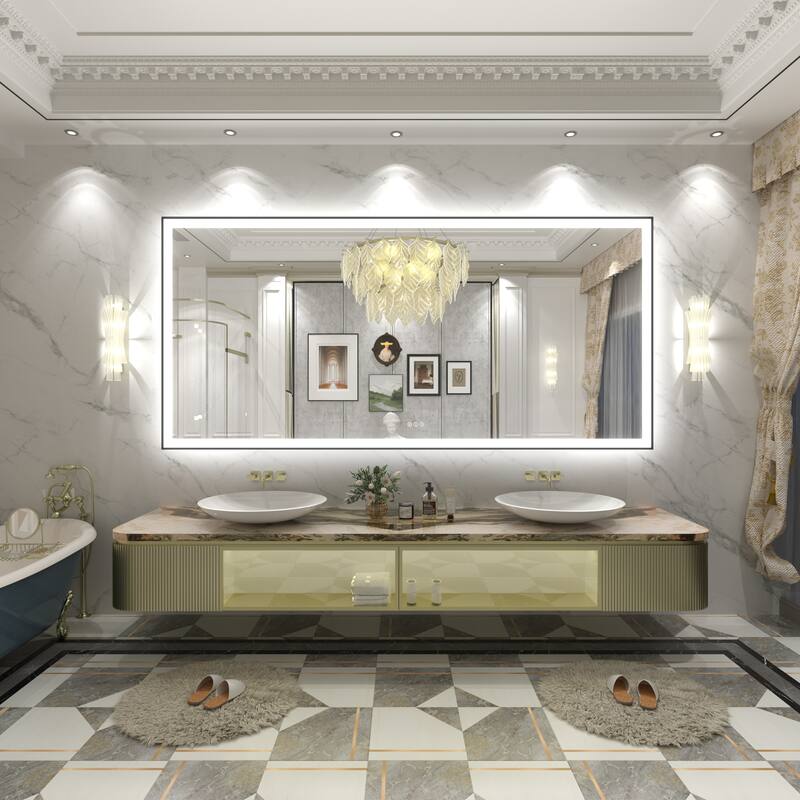 Front & Back LED Anti-Fog Tempered Glass Framed Bathroom/Vanity Mirror 3-Year Warranty