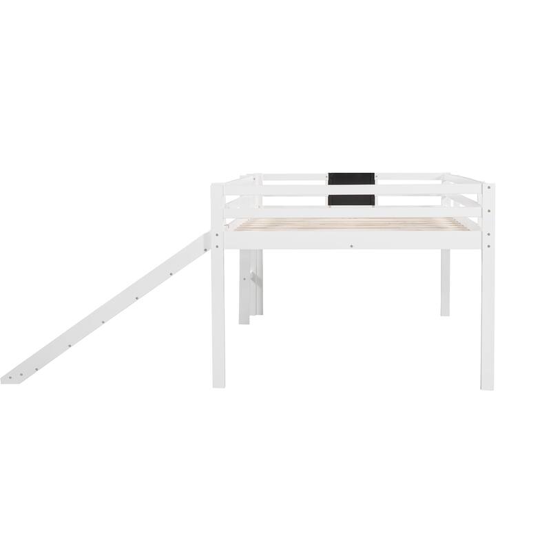 Wood Low Loft Bed with Slide, Ladder and Chalkboard Bed Bath & Beyond