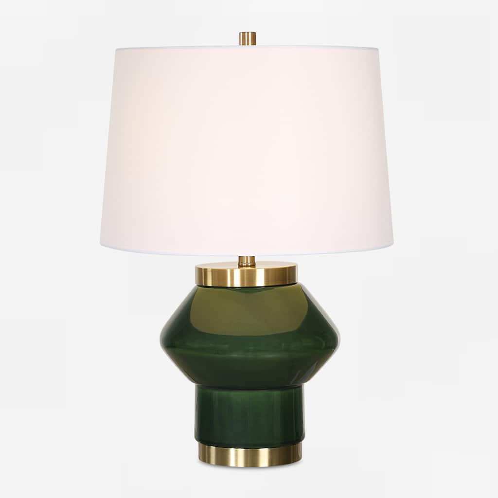 Ceramic Base Table Lamp with Tapered Shade - 32" - Jade Green