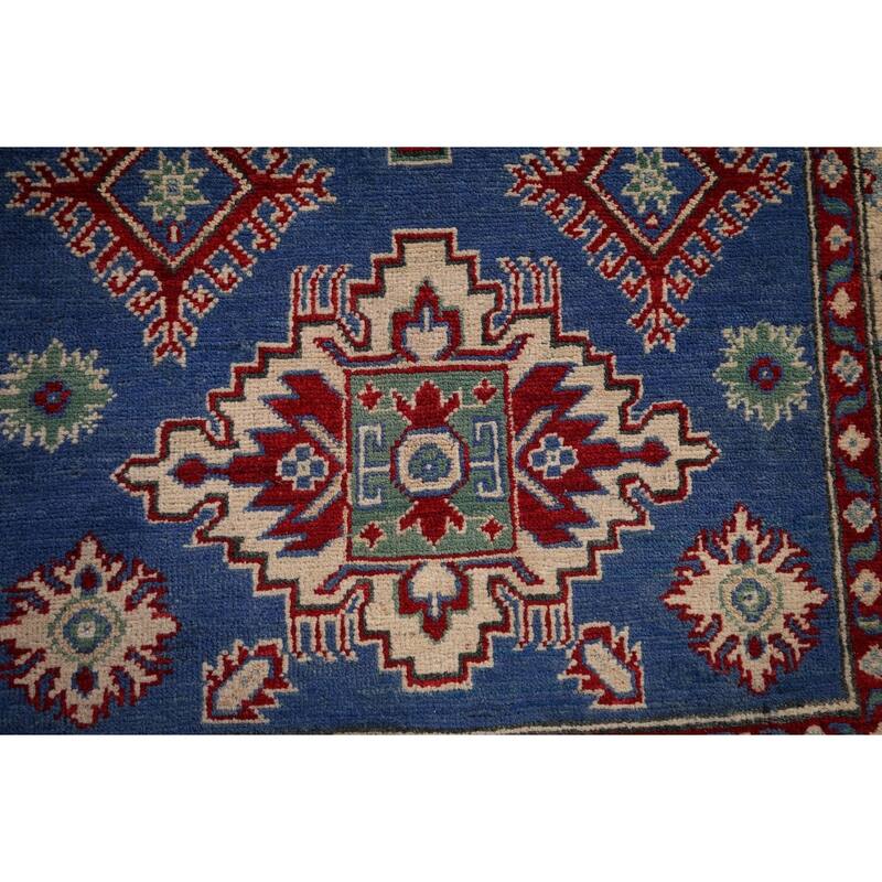 Blue Kazak Oriental Foyer Rug Handmade Wool Carpet - 3'4" x 5'1"