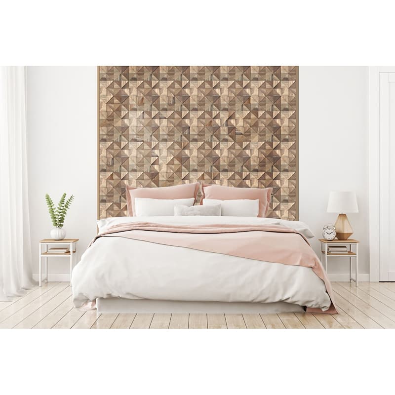 11 7/8"W x 11 7/8"H x 1/2"P Authentic Boat Wood Mosaic Wall Tile, Natural Finish