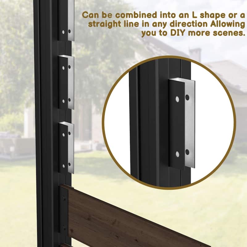 VEIKOUS 2 Pannel Versatile Outdoor Privacy Panels, Aluminum and Wooden Fence Panels for Garden - 78''×68.9''