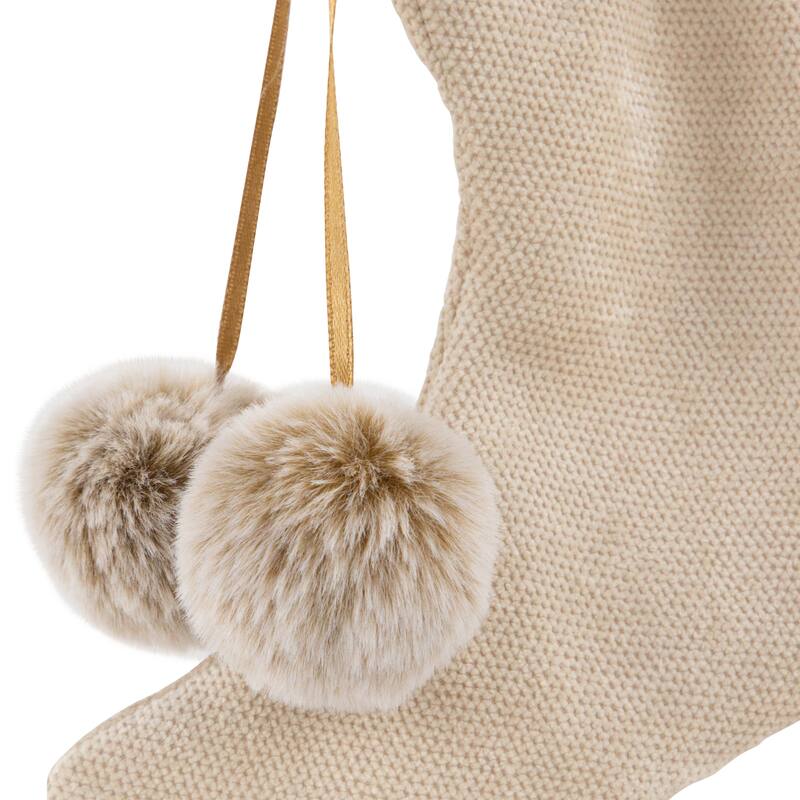 Plush Stockings Christmas Ornaments - 7.5" - Beige and Brown - Set of 2