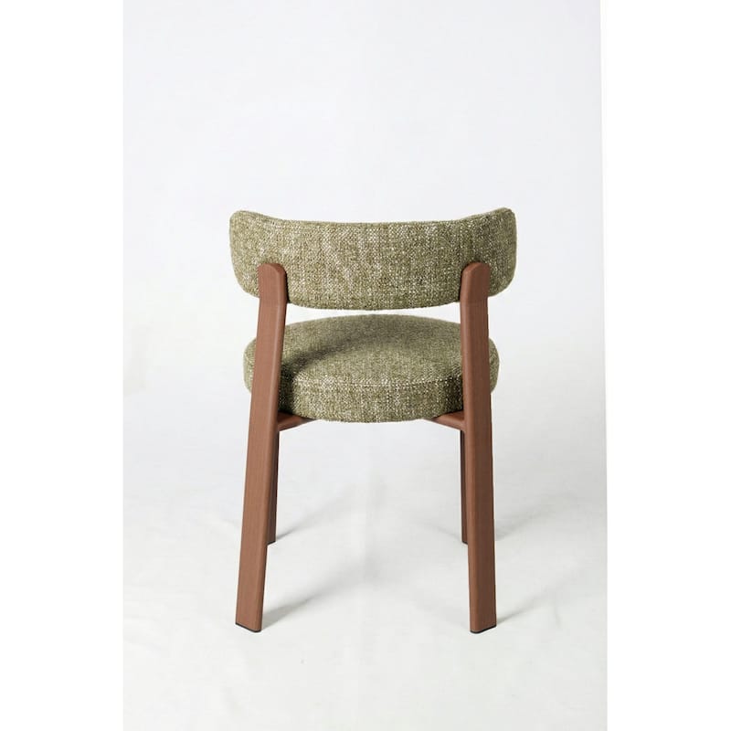 Upholstered Curved Back Wood-look Metal Frame 2pc Dining Chairs - N/A