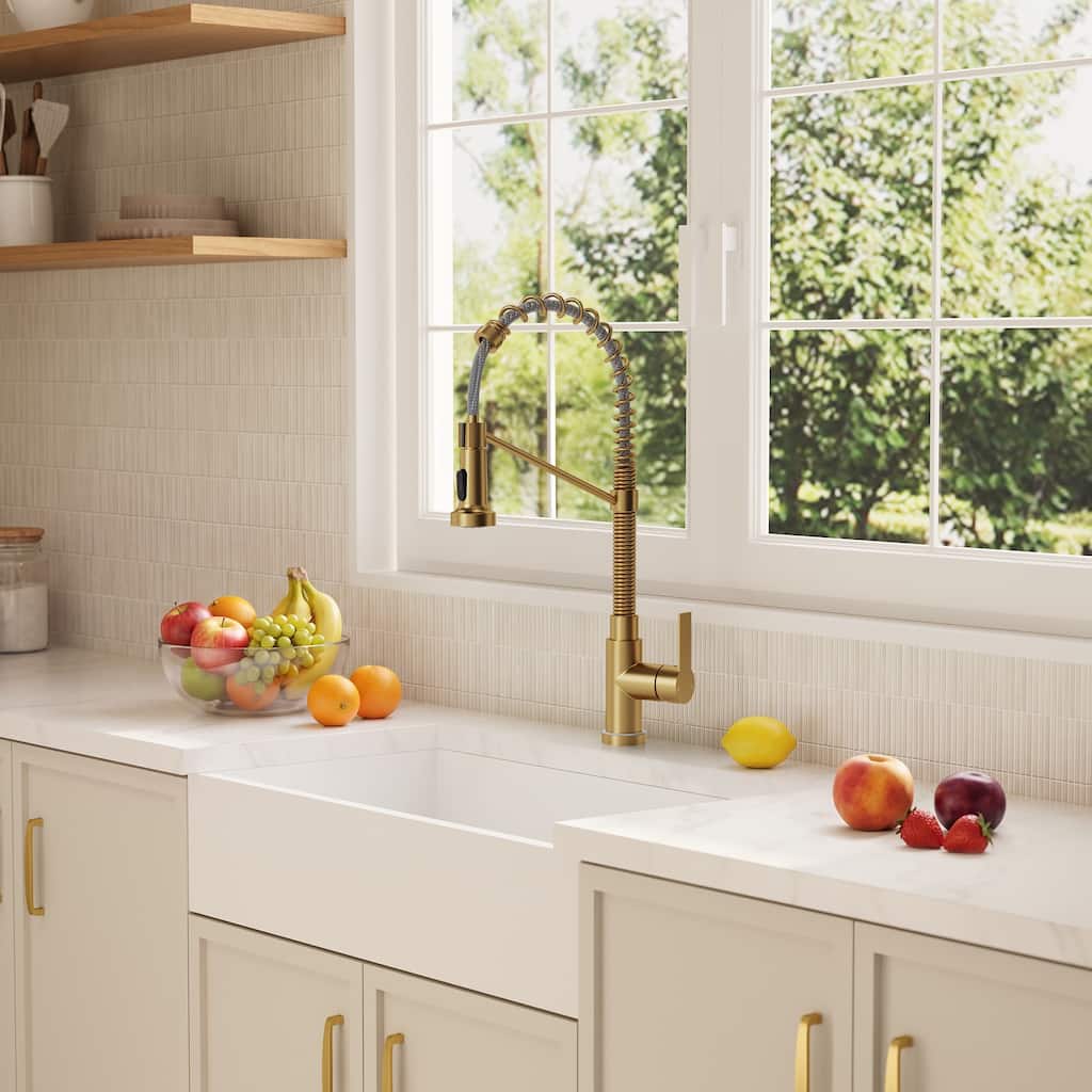 2-Function Single Handle Pull Down Kitchen Faucet with LED Base Commercial Style