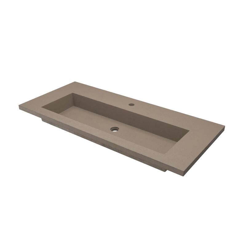 Capistrano 48.5-inch Concrete Vanity Top with Integral Trough Sink - Single Faucet Hole - Earth