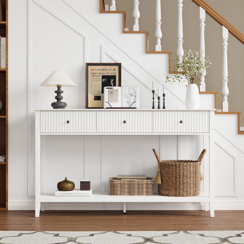 Fluted Console Table with 3 Drawers