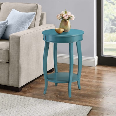 Round Side Table with Bottom Shelf