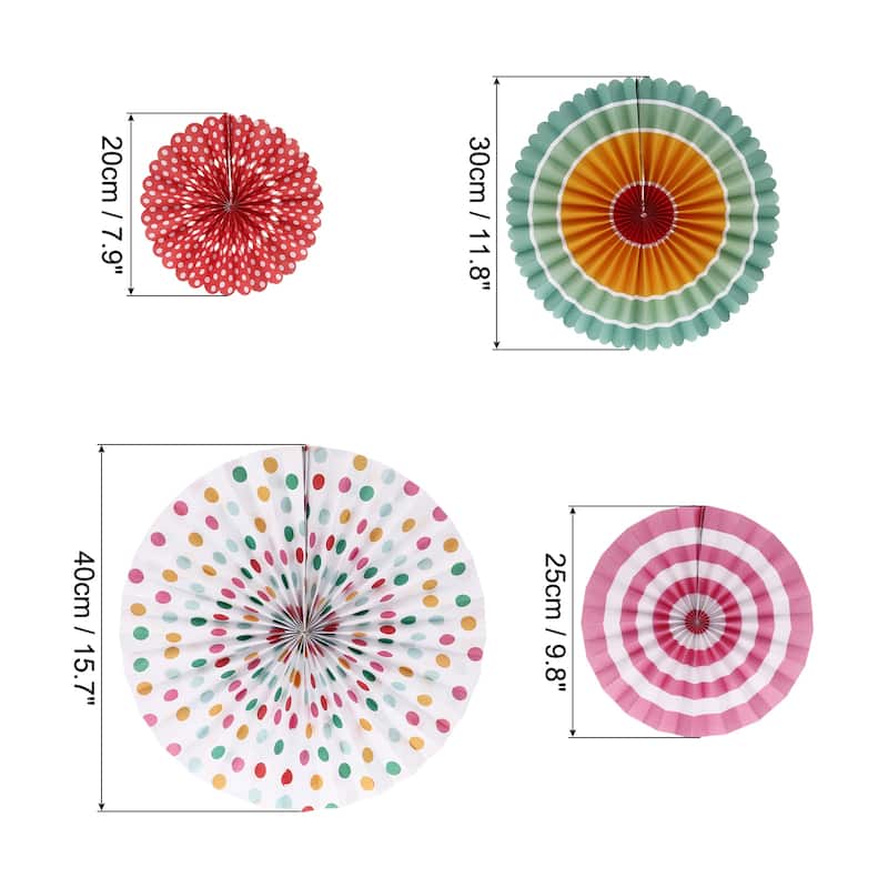 Hanging Paper Fans Set Paper Decorations for Party Flower Color 8pcs - Flower Color