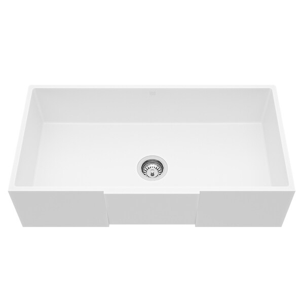 Vigo VGRA3618SQ Matte Stone 36" Farmhouse Single Basin Acrylic Kitchen Sink - Matte White