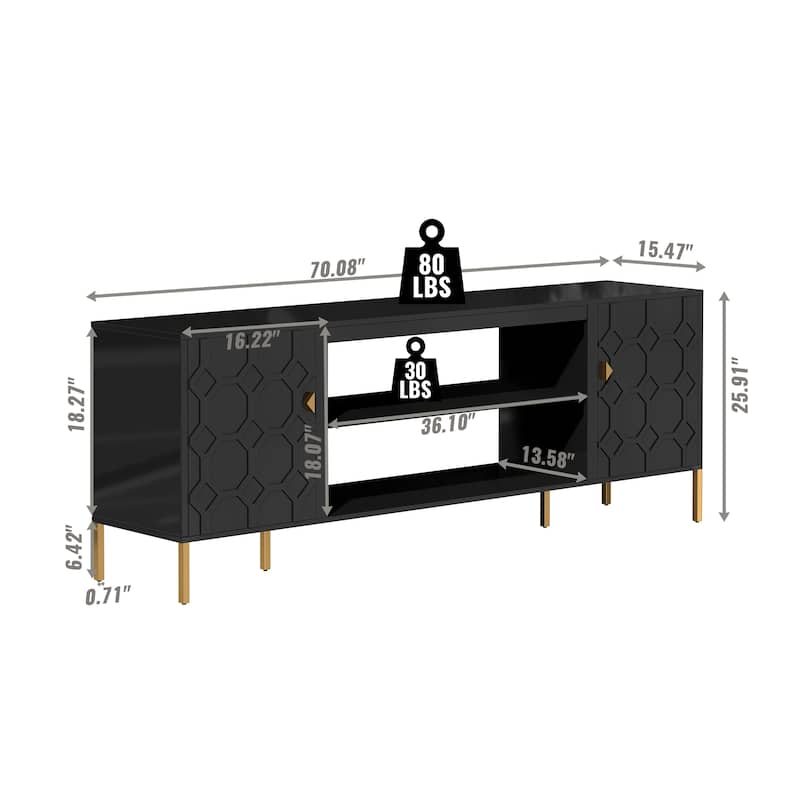 Clihome High Gloss Storage 70'' TV Stand