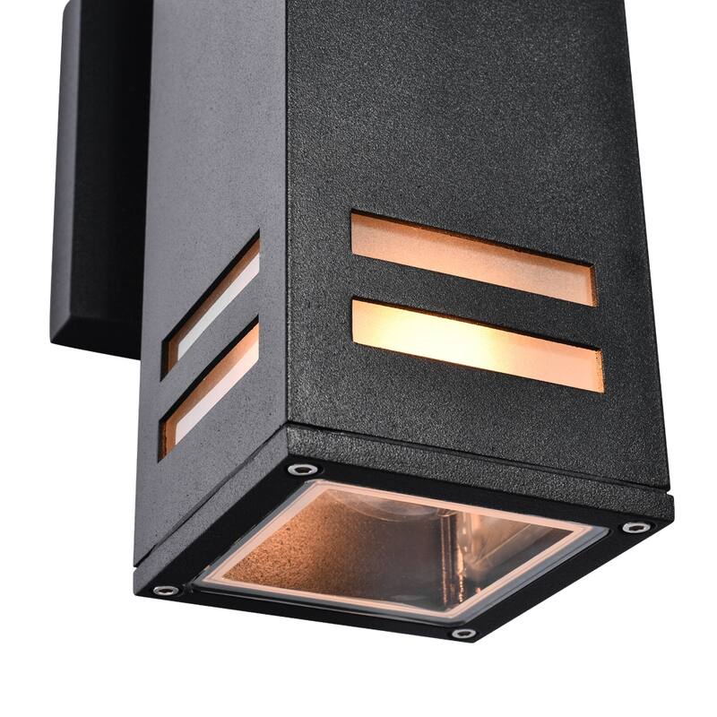 Modern Black Wall Sconces Set of Two Industrial Rectangular Porch Light IP54 Waterproof Outdoor Wall Light