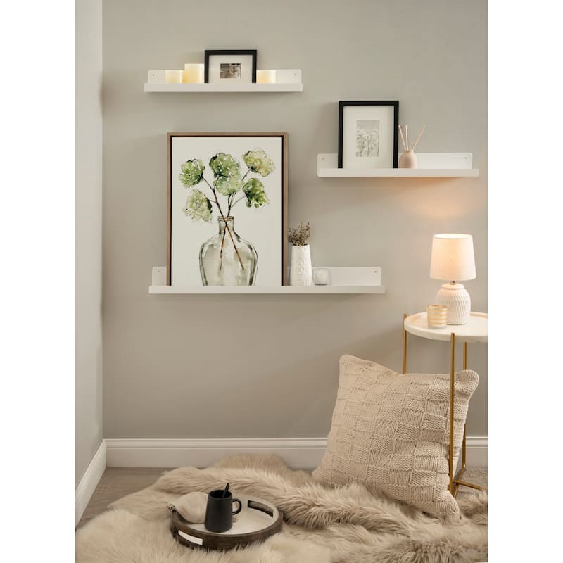 Kate and Laurel Sylvie Greenery Vase Framed Canvas by Sara Berrenson
