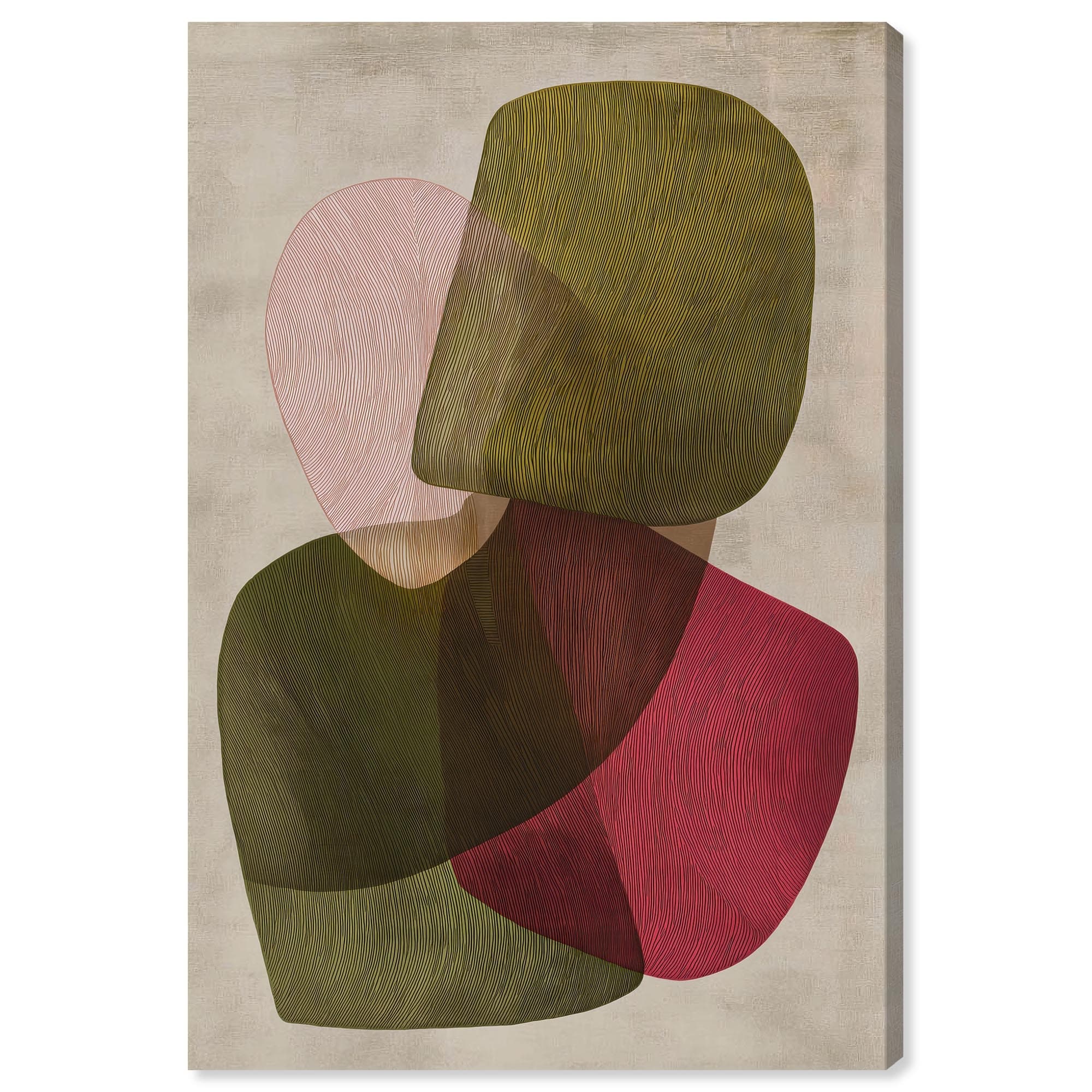 Overlapping Forms III Living Room Decor Wrapped Canvas Print by Art Remedy