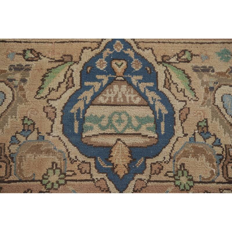 Hand Knotted Oriental 100% Wool Carpet Traditional Floral Brown Kashmar Area Rug - 10' 9'' X 7' 11''