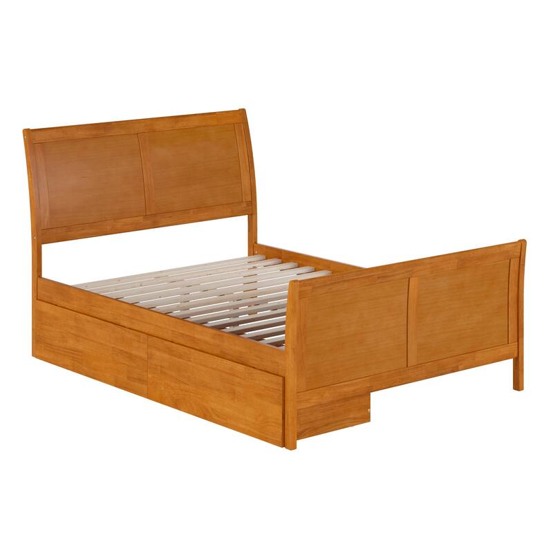 AFI Portland Solid Wood Platform Bed with Matching Footboard and Storage Drawers