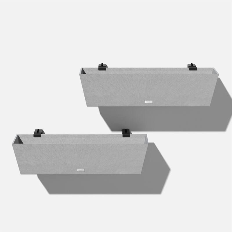 Pure Series Railing Window Box Planter - 36 inch - 2 Pack - Grey