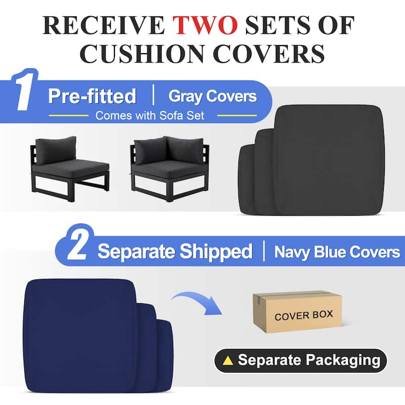 FINCATI Aluminum Outdoor Patio Furniture Conversation Sectional Sofa Set