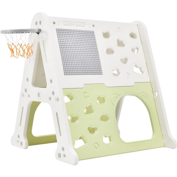 slide 2 of 13, 5-in-1 Toddler Climber Basketball Hoop Set Light Green