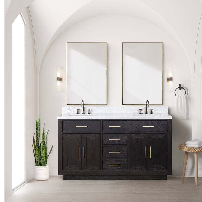 Lexora Abbey Bath Vanity and Carrara Marble Top