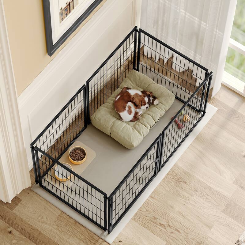 48" Iron Dog Kennel with Top, Pet Cage Indoor Outdoor Kennel