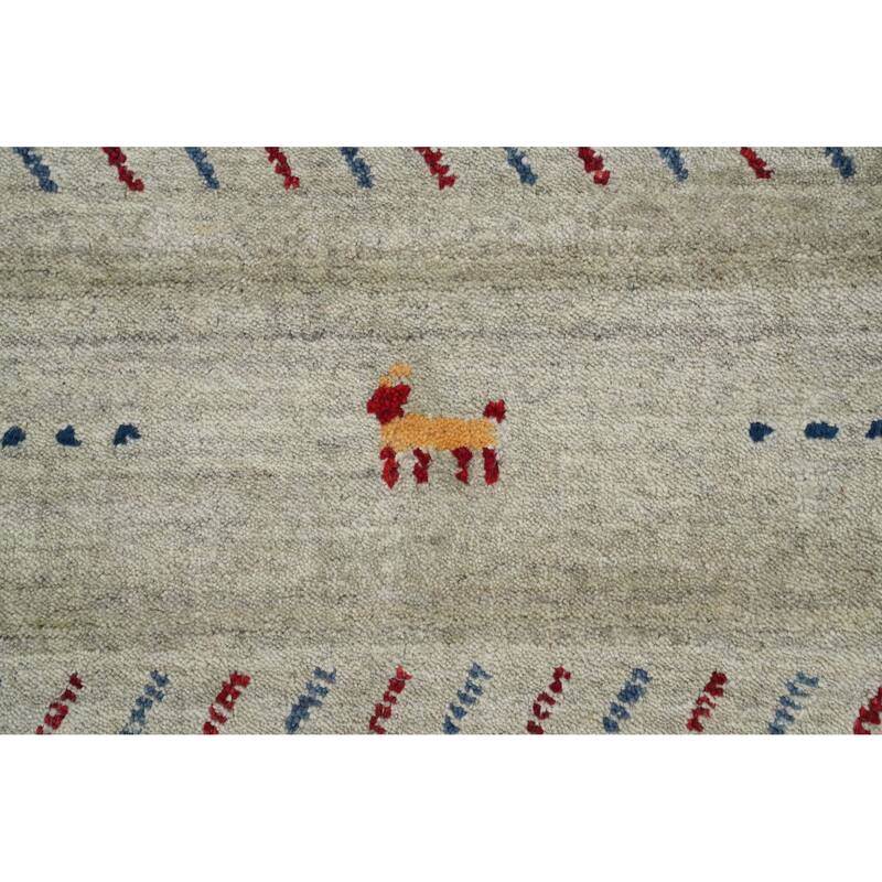 Hand Knotted Oriental 100% Wool Carpet Tribal Animal Pictorial Green Gabbeh Area Rug - 11' 11'' X 11' 10''
