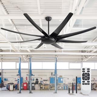 Large 100/84-inch 8-Blade Matte Black Ceiling Fan with Remote,No Light