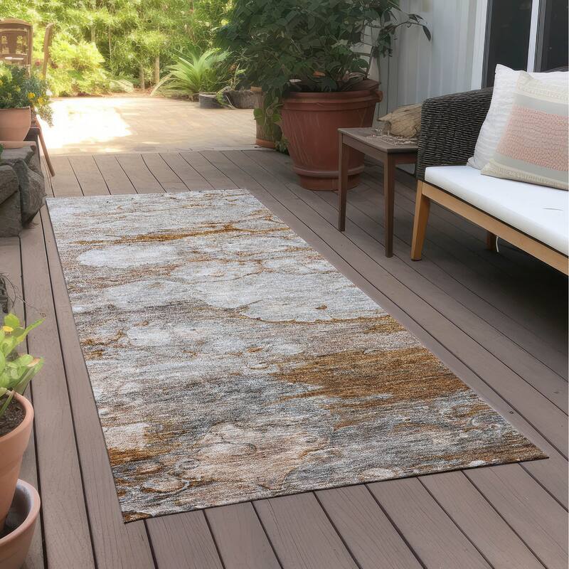 Machine Washable Indoor/ Outdoor Chantille Modern Abstract Rug