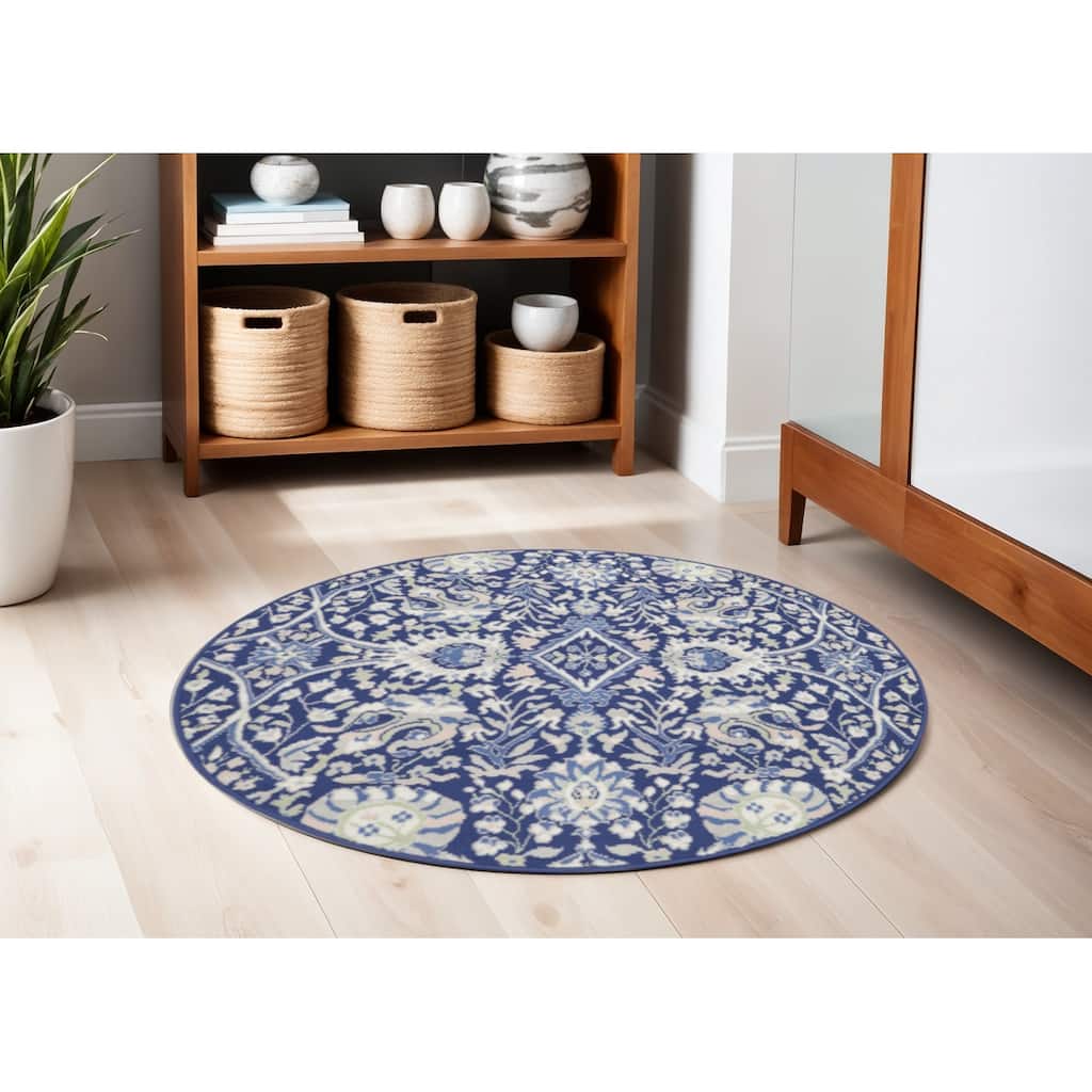 Power Loomed Geometric Floral Traditional Stain Resistant Area Rug - 60' X '60' X '0.39