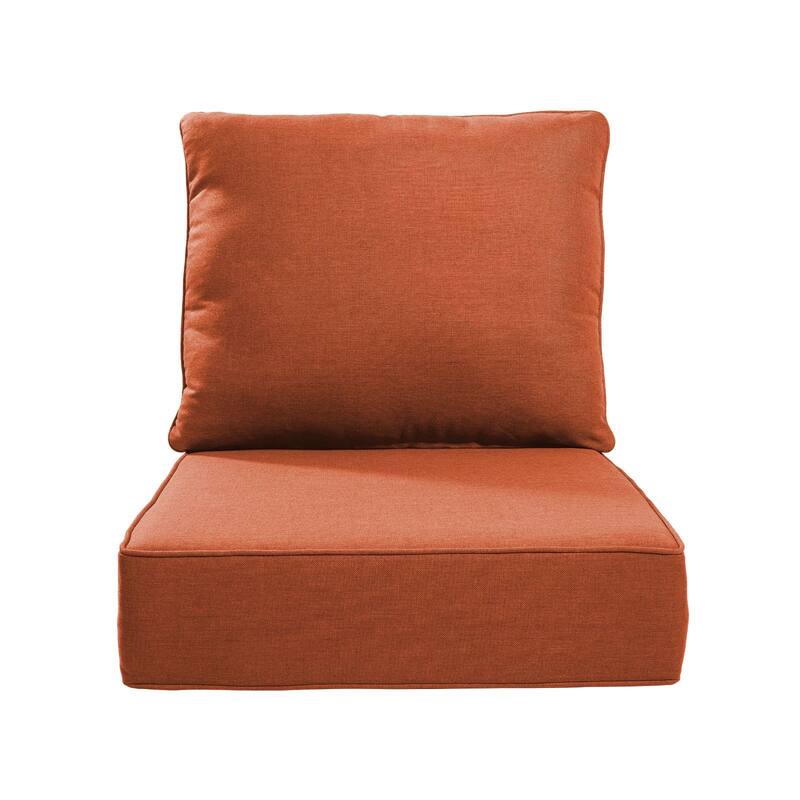 22" W x 24" D x 6" T Outdoor Lounge Chair Replacement Cushion Set Water and Fade Resistant - 1 Set - Orange