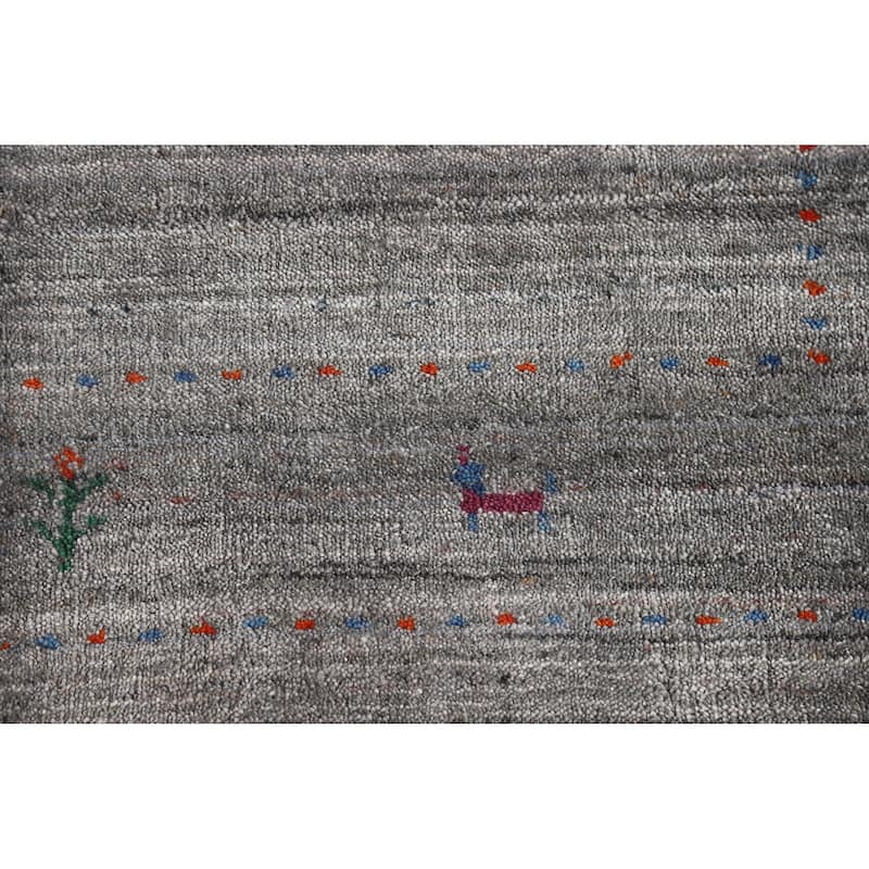Hand Knotted Oriental 100% Wool Carpet Tribal Tribal Greys & Charcoal Gabbeh Area Rug - 5' 10'' X 4' 0''