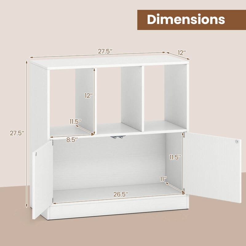 Costway 1/2 PCS Cube Bookcase with Doors, Open Compartments & Cabinet, - See Details