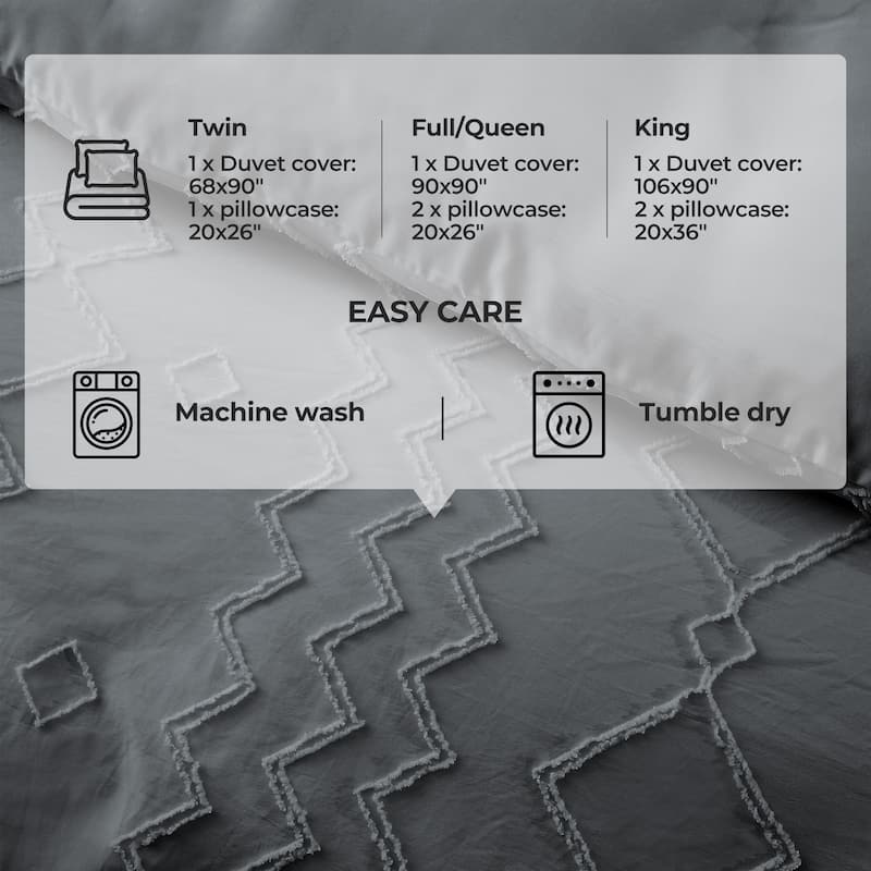 Bohemian Clipped Duvet Cover Set with Zipper Closure