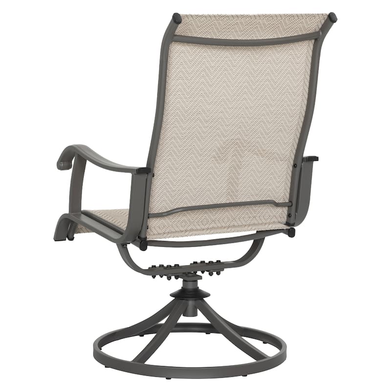 5-Piece Patio Swivel Textilene Metal Dining Set with Umbrella Hole