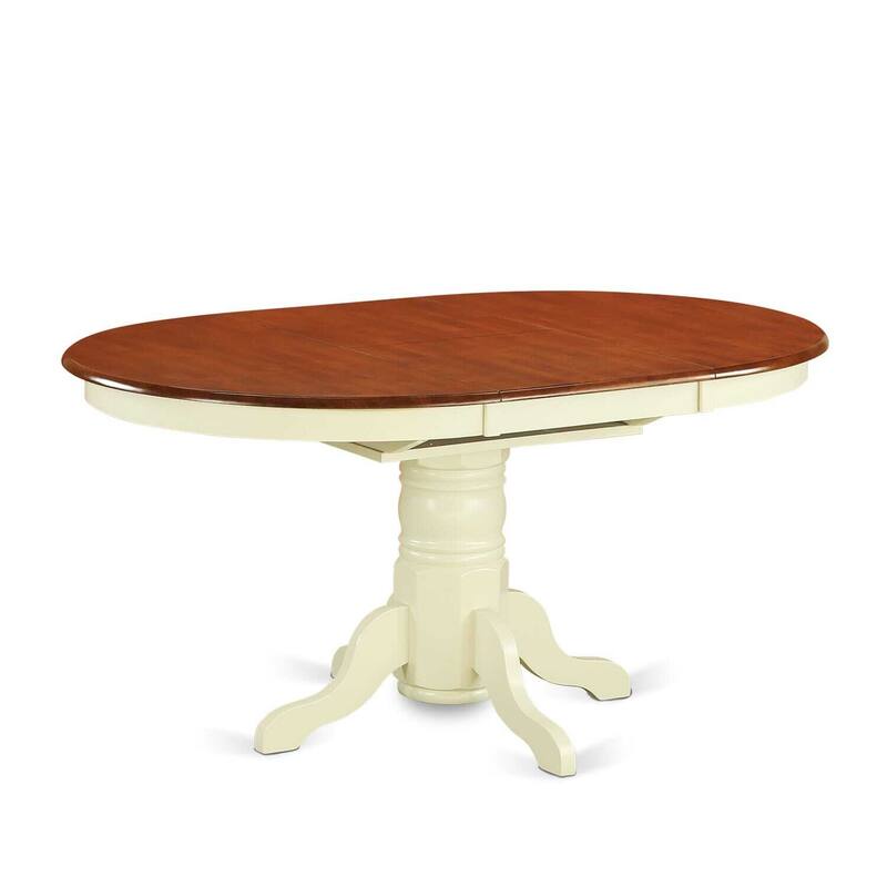 HomeStock 5-Piece Oval Buttermilk and Cherry Finish Solid Wood Top Dining table with 4 Chairs