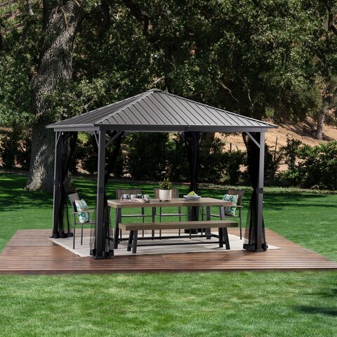 Pablo 10-foot Square Hardtop Aluminum Gazebo by Christopher Knight Home