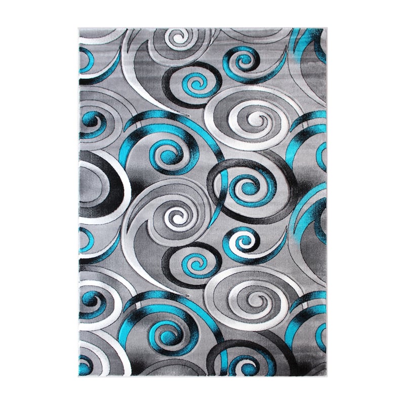 Modern Spiral Patterned Olefin Indoor Area Rug