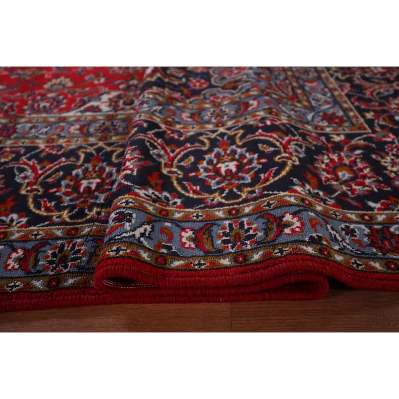Oriental Traditional Red Kashan Turkish Rug Machine-Made Carpet - 9'9" x 13'2"