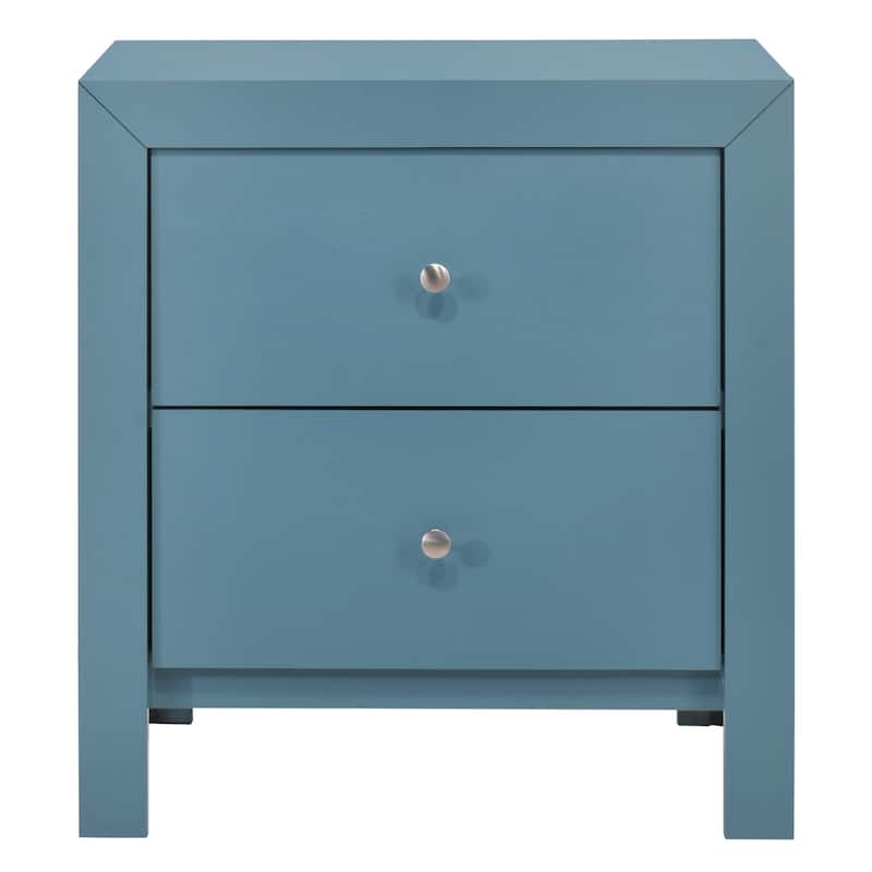 Teal Nightstand 25x22x17 with Two Spacious Drawers, Vibrant Bedside Table for Bedroom Storage and Bright Stylish Accent