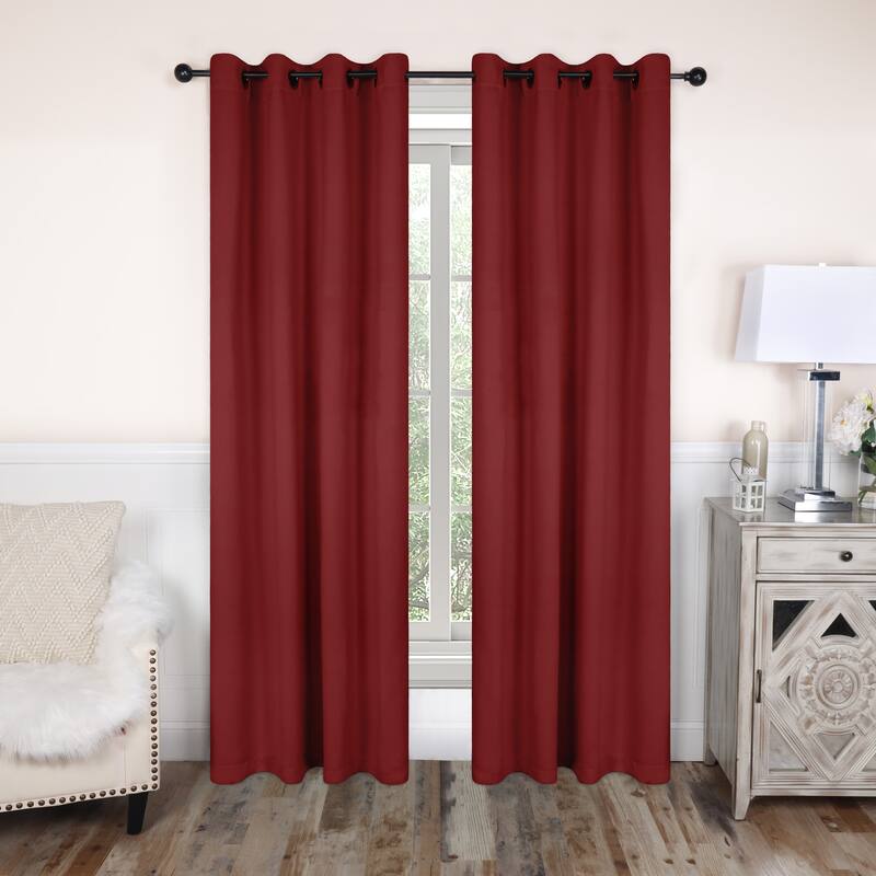 Modern Solid Room Darkening Blackout Curtains, Rod Pocket, Set of 2 - 2PC- 52" X 108" - Sangria