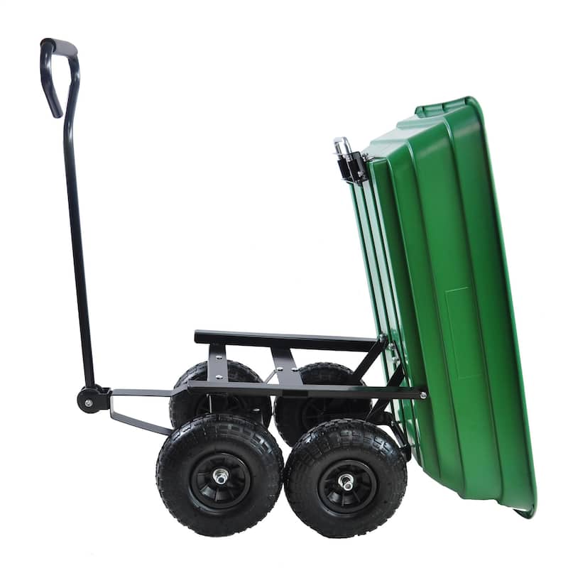 Folding Wagon Dump Cart with Steel Frame and 10-in. Pneumatic Tires