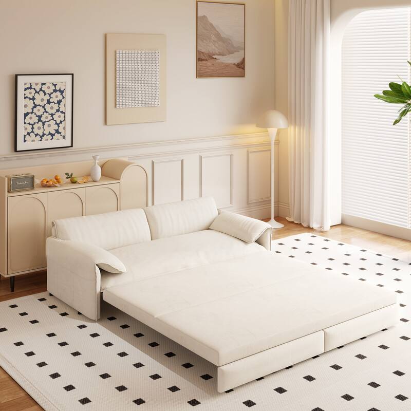 GDFStudio - Velvet 66" Convertible Velvet Sofa Bed with Side Storage