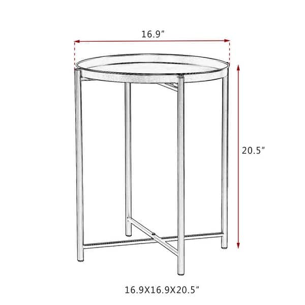 dimension image slide 1 of 3, Adeco Gold End Table Metal Waterproof Snack Beside Table Accent Coffee Table - 16.9""(D)x 16.9""(W)x 20.5""(H)