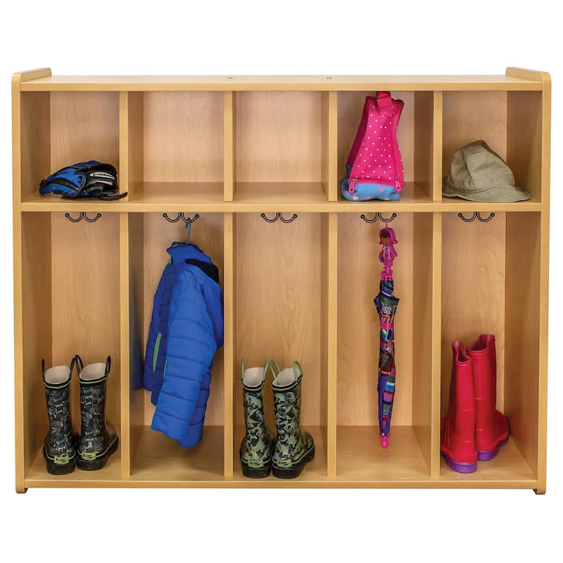 Tot Mate 5 Section Laminate Toddler Floor Locker - 46" x 15" x 47.5" - Maple - Assembled