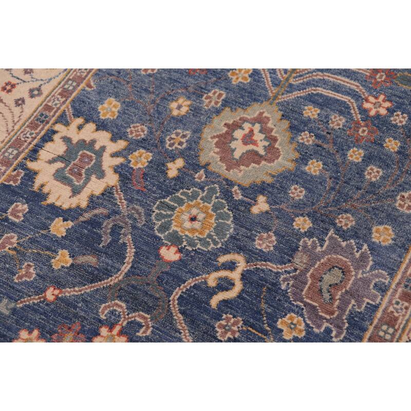 Rustic Kazak Jase Light Blue/Beige Wool Rug - 3'10'' x 6'0''