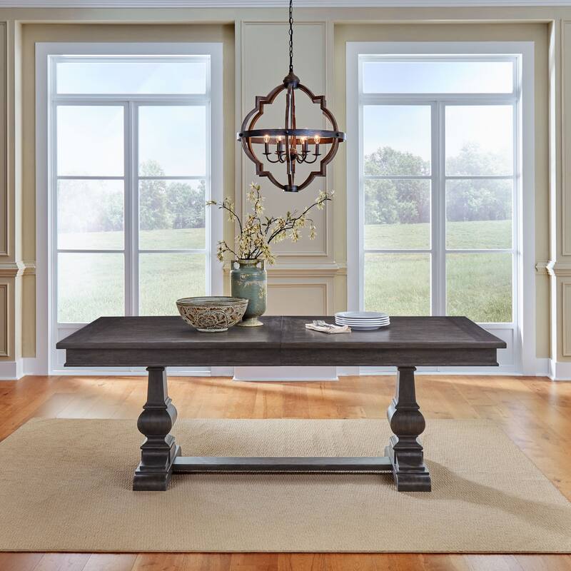 Paradise Valley Saddle Brown Trestle Table Set