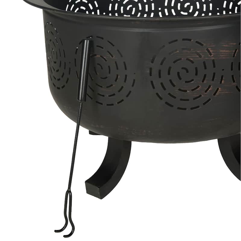 SAFAVIEH Outdoor Living Negril Copper/ Black Fire Pit - 28"W x 28"D x 24"H