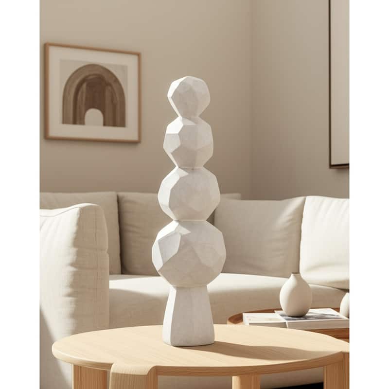 Pottery and Paper Mache Modern Geometric Sculpture with Stacked Design