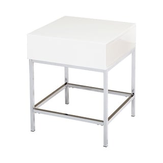 Simple Living White Metal High-gloss End Table