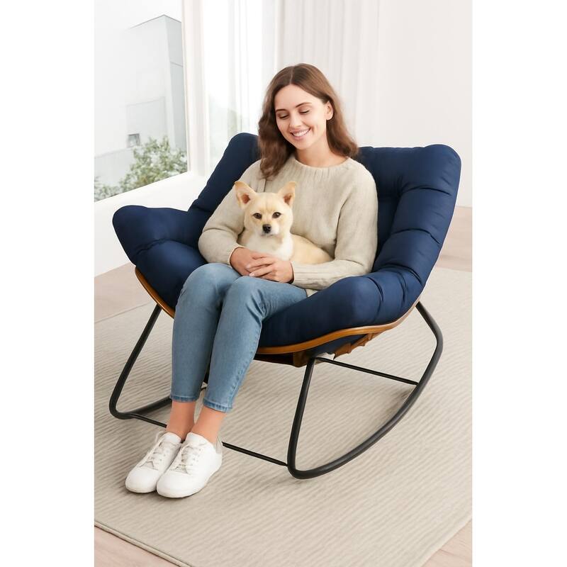 Oversized Outdoor Rocking Papasan Chair with Cushion